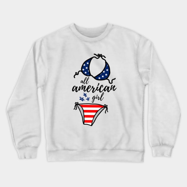 All American Girl USA Crewneck Sweatshirt by 9 Turtles Project